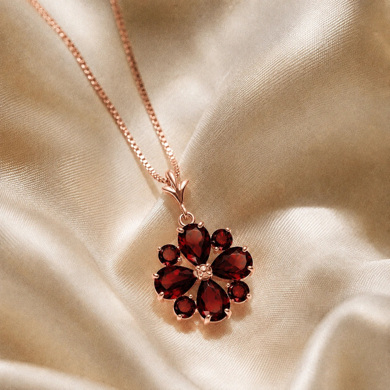 Rose Gold Petal Necklace Peridot 10K — Bibiana