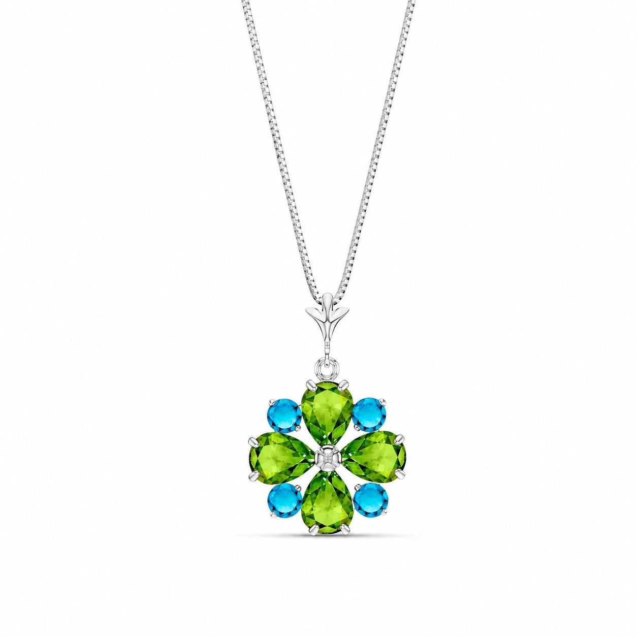 White Gold Petal Necklace Peridot 10K — Bibiana