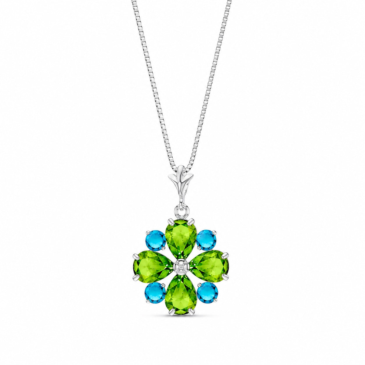 White Gold Petal Necklace Peridot 10K — Bibiana