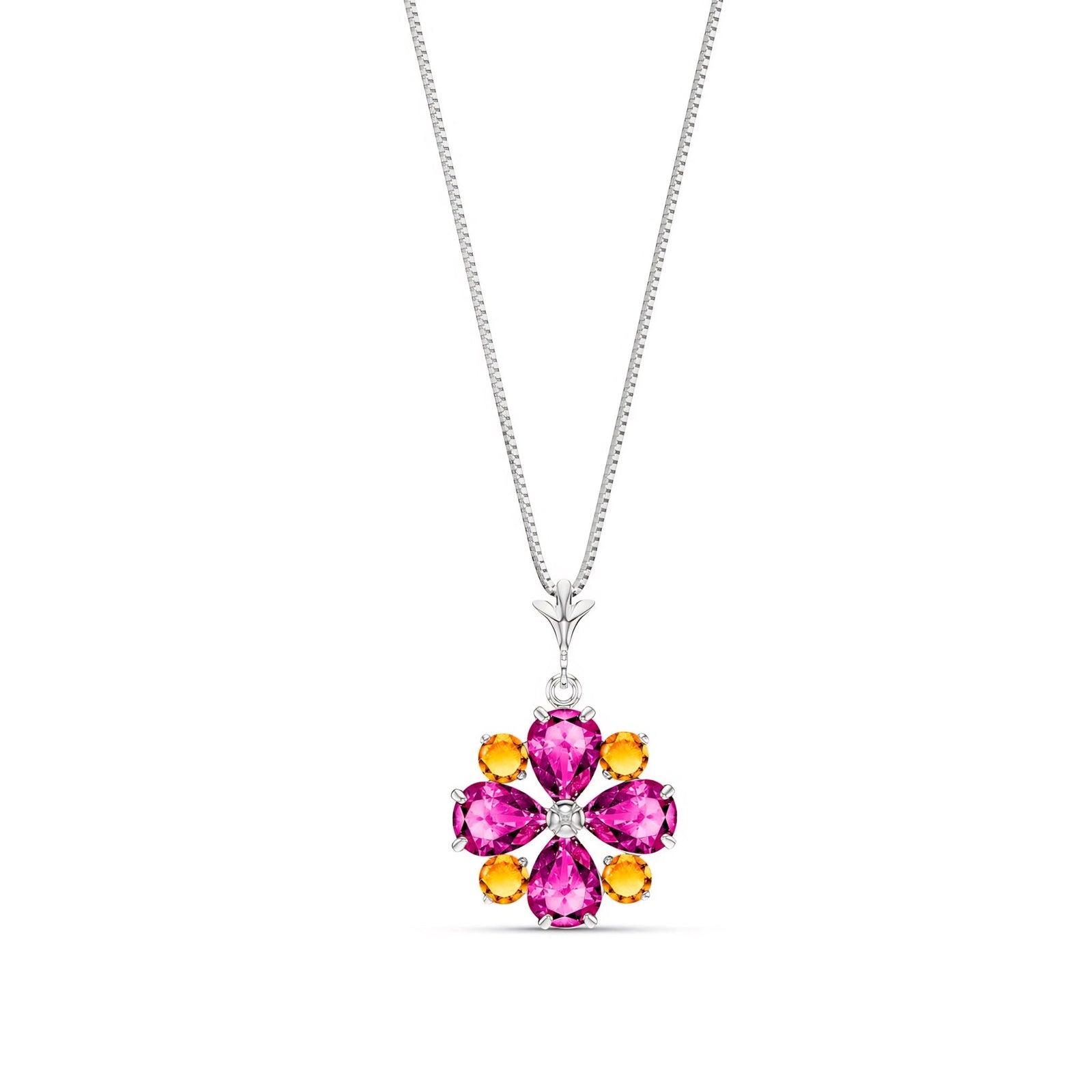 White Gold Petal Necklace Pink Topaz 10K — Bibiana