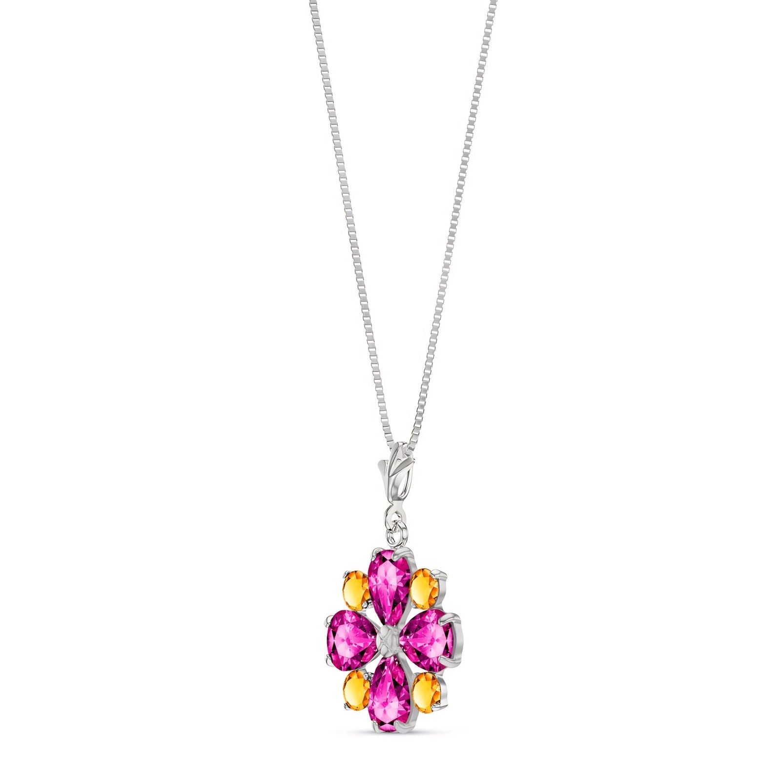 White Gold Petal Necklace Pink Topaz 10K — Bibiana
