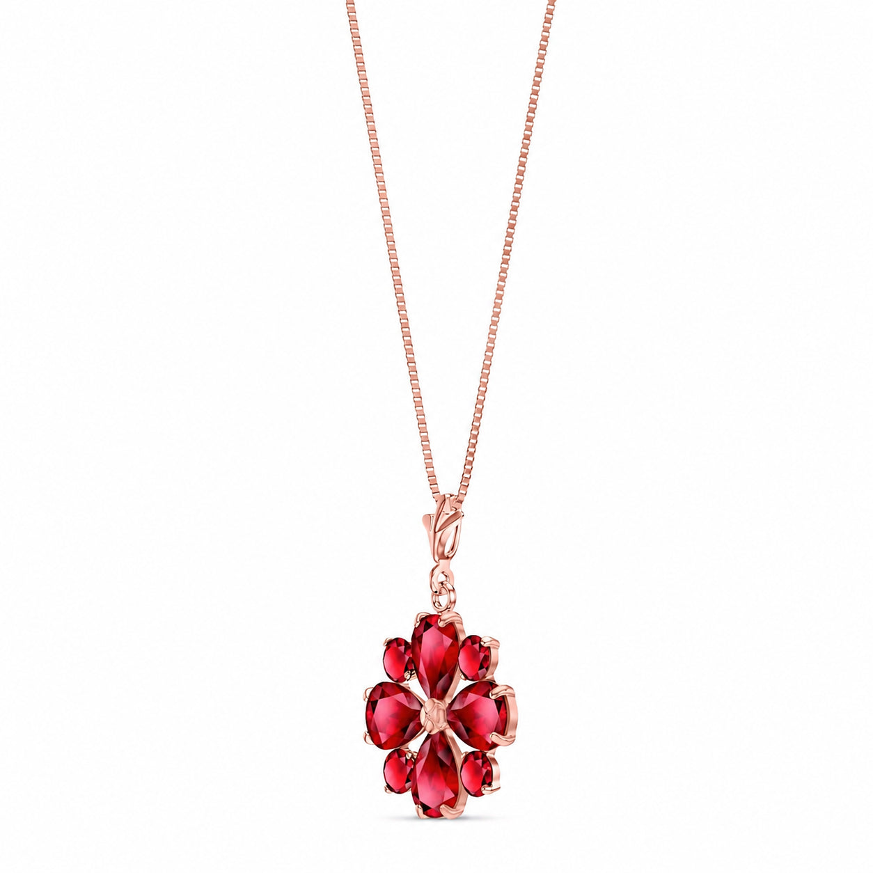Rose Gold Petal Necklace Ruby 10K — Bibiana