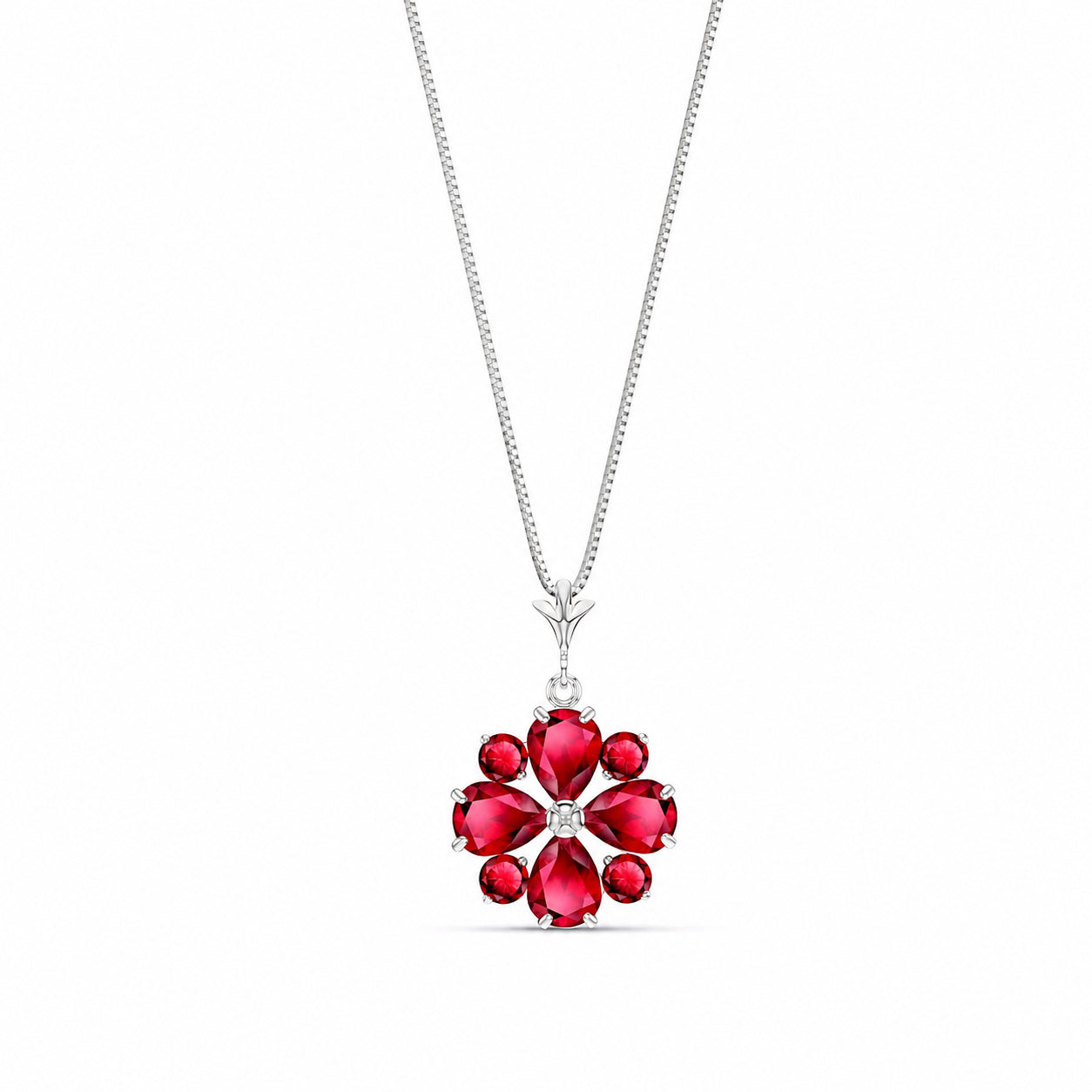 White Gold Petal Necklace Ruby 10K — Bibiana