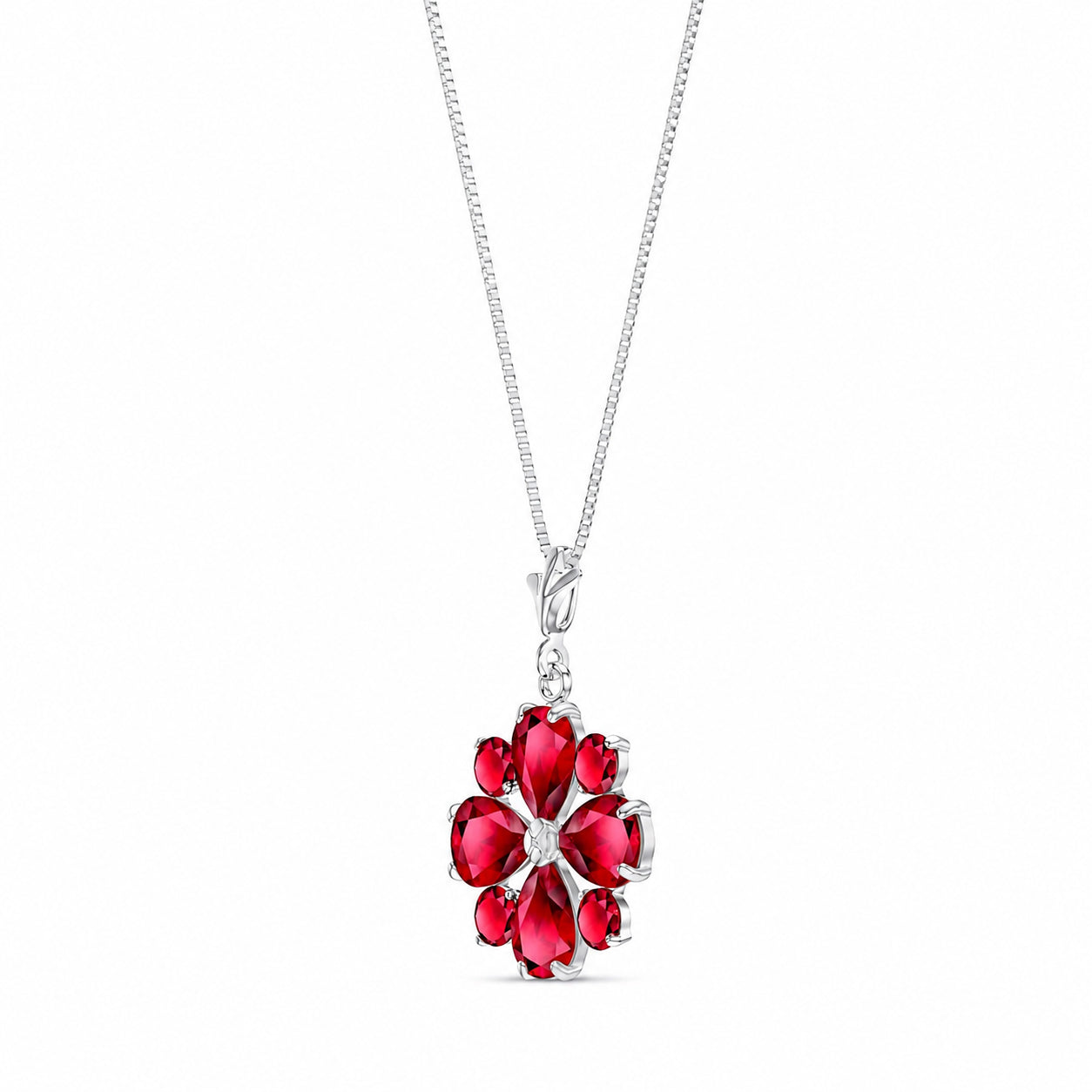 White Gold Petal Necklace Ruby 10K — Bibiana