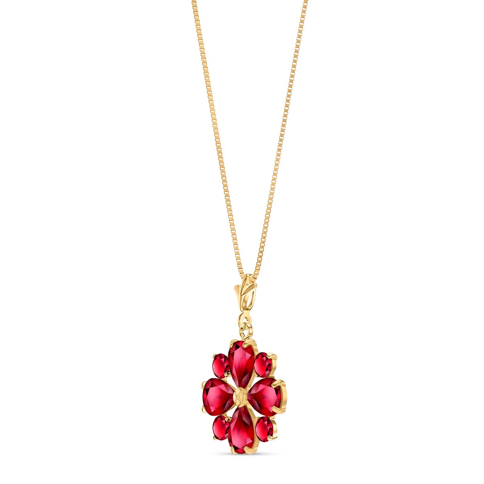 Yellow Gold Petal Necklace Ruby 10K — Bibiana