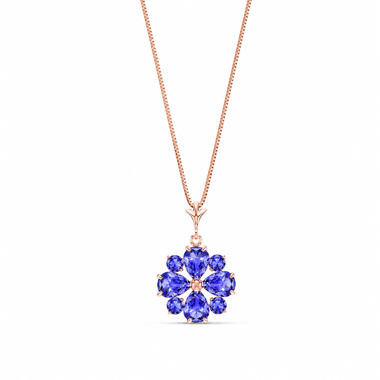 Rose Gold Petal Necklace Tanzanite 10K — Bibiana