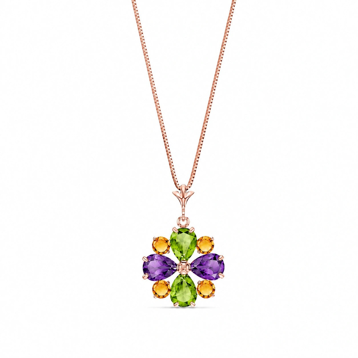 Rose Gold Petal Necklace Tanzanite 10K — Bibiana