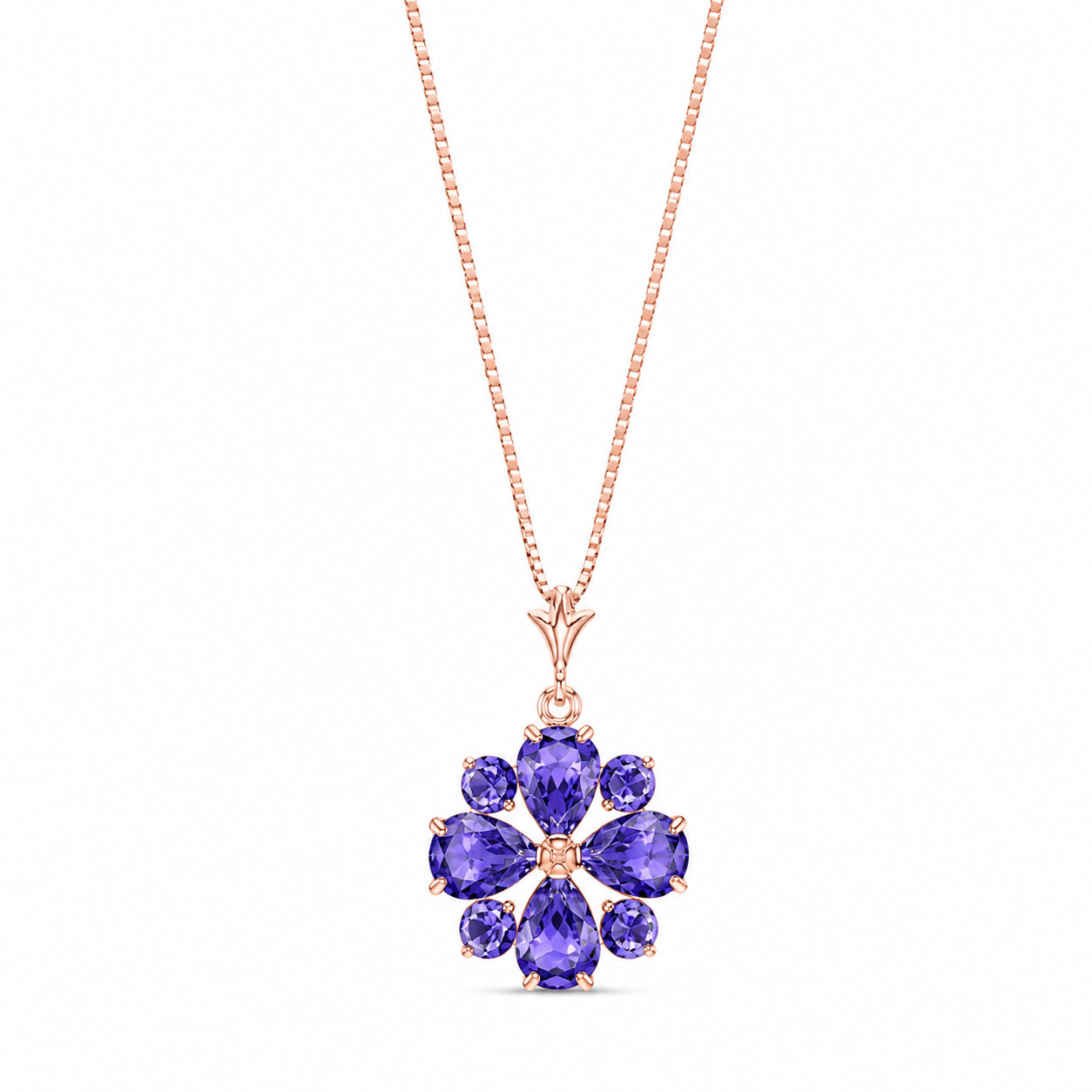 Rose Gold Petal Necklace Tanzanite 10K — Bibiana