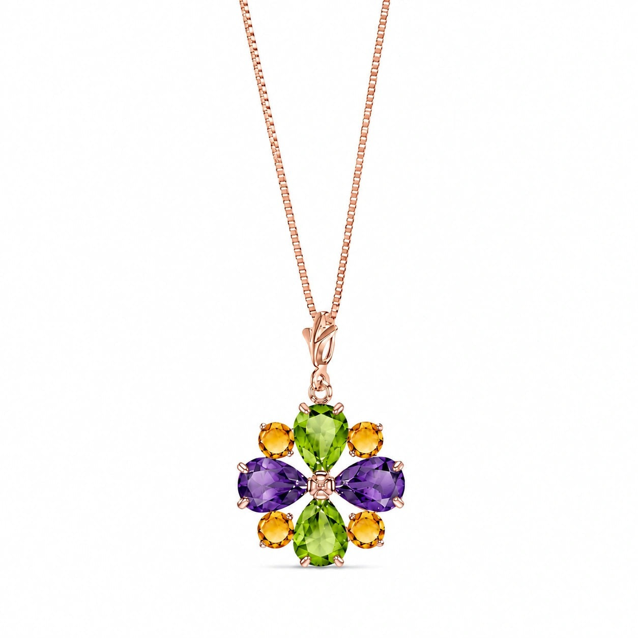 Rose Gold Petal Necklace Tanzanite 10K — Bibiana