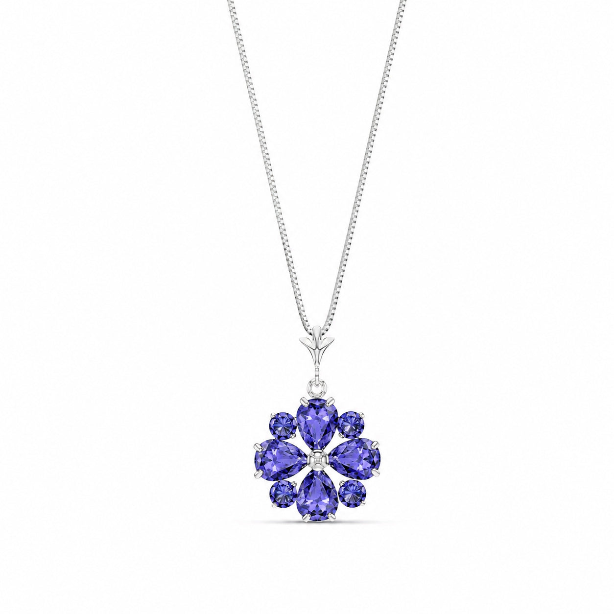 White Gold Petal Necklace Tanzanite 10K — Bibiana
