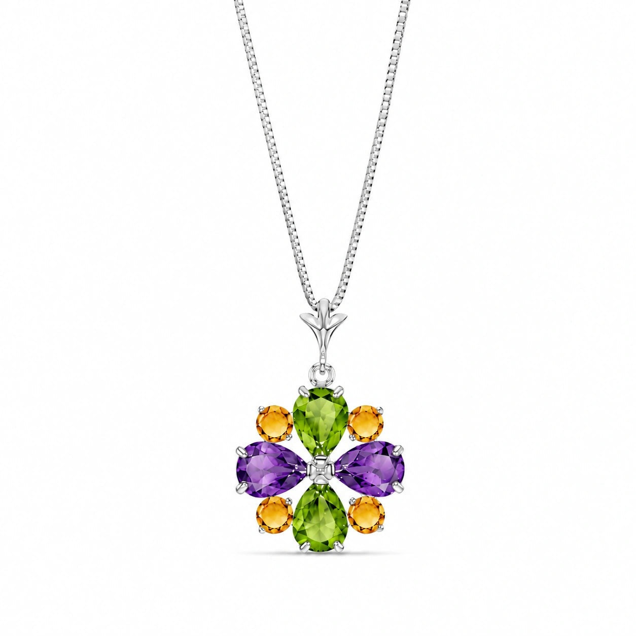 White Gold Petal Necklace Tanzanite 10K — Bibiana