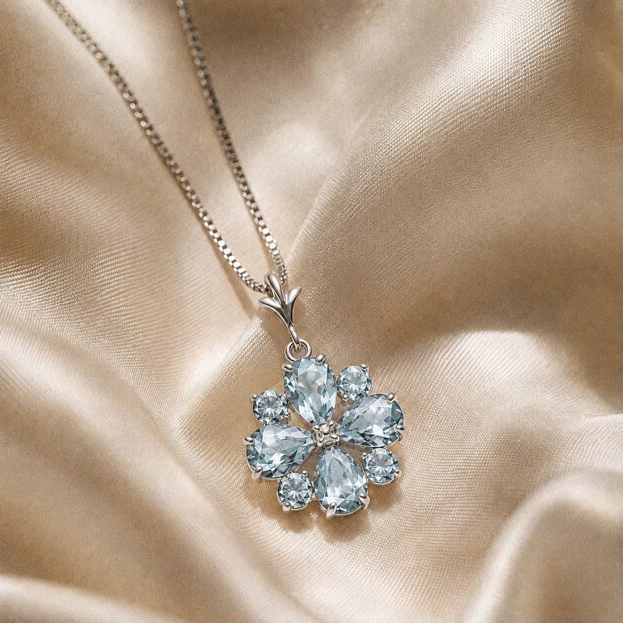 White Gold Petal Necklace Tanzanite 10K — Bibiana