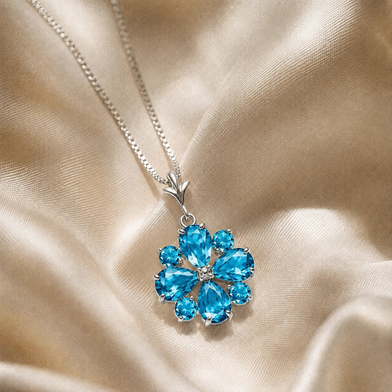 White Gold Petal Necklace Tanzanite 10K — Bibiana