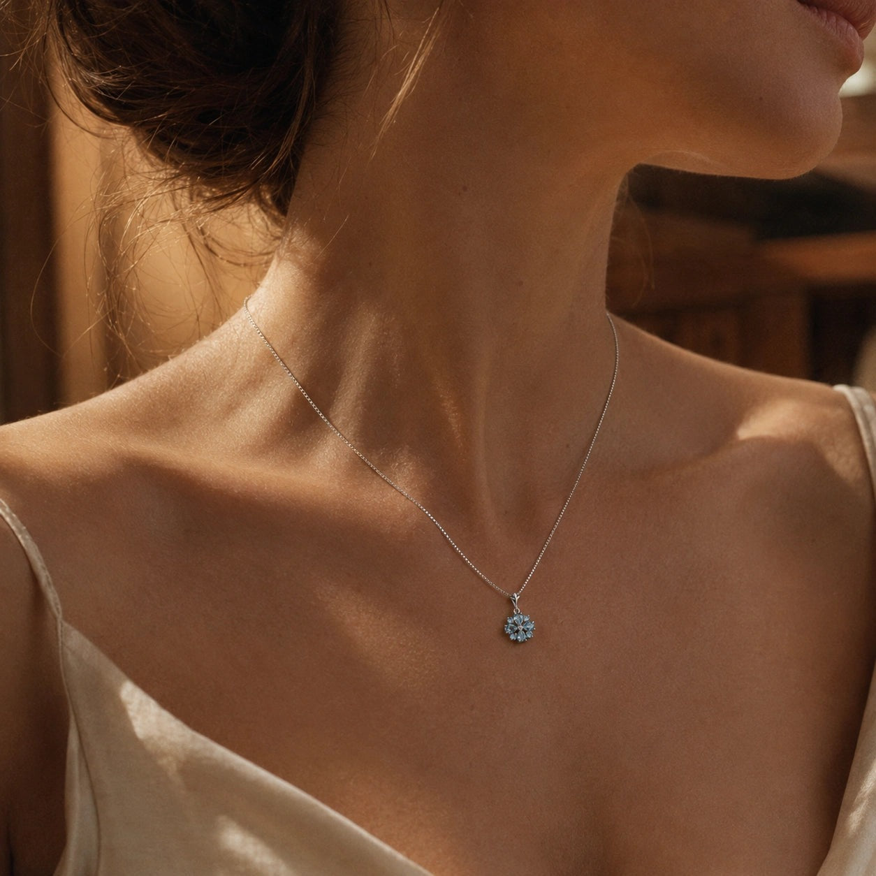 White Gold Petal Necklace Tanzanite 10K — Bibiana