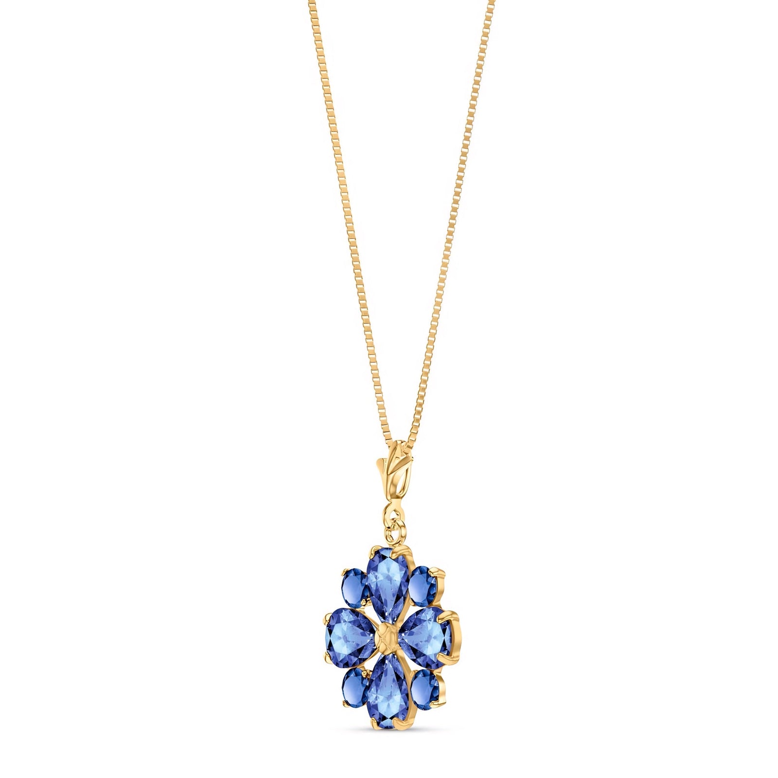 Yellow Gold Petal Necklace Tanzanite 10K — Bibiana