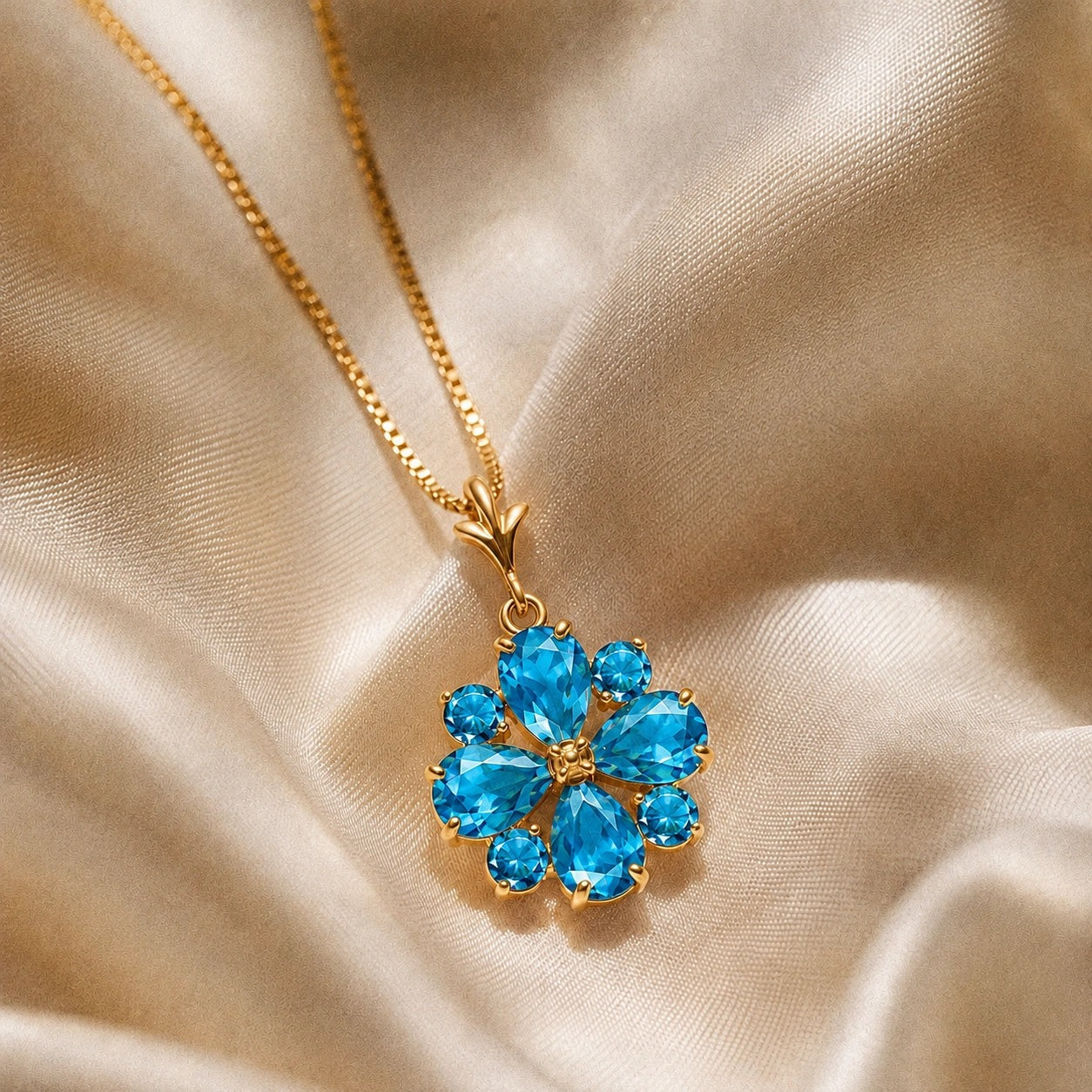 Yellow Gold Petal Necklace Tanzanite 10K — Bibiana