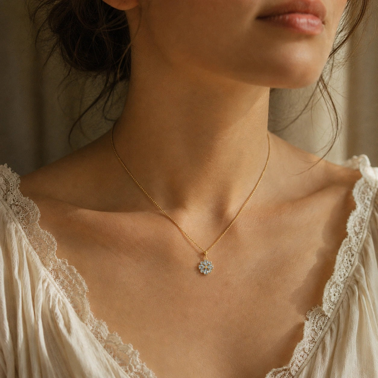 Yellow Gold Petal Necklace Tanzanite 10K — Bibiana