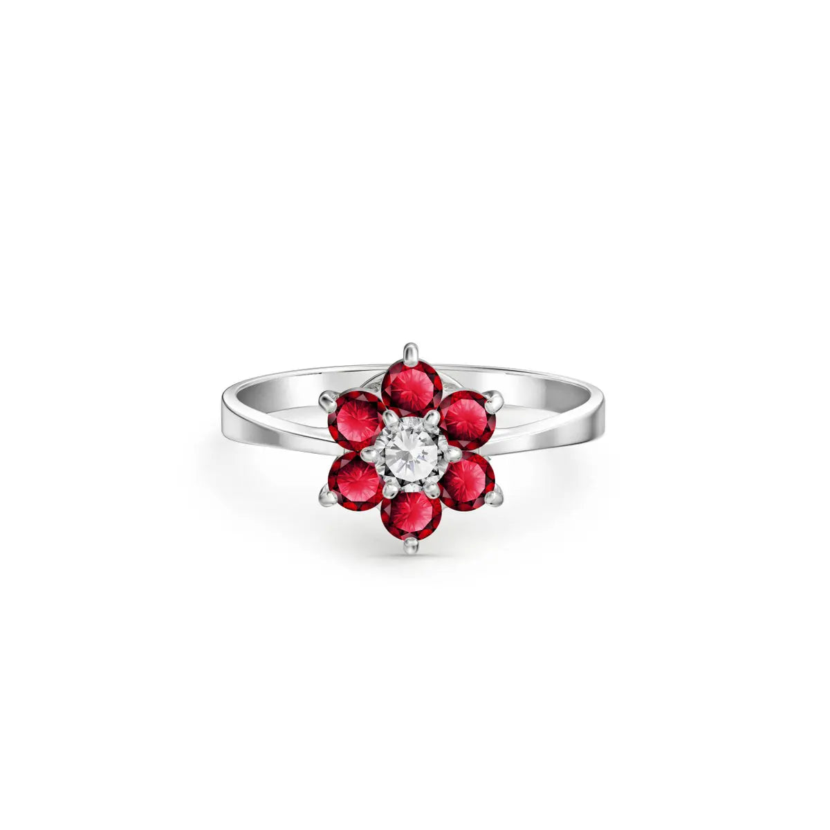 White Gold Ring Ruby 10K — Novella