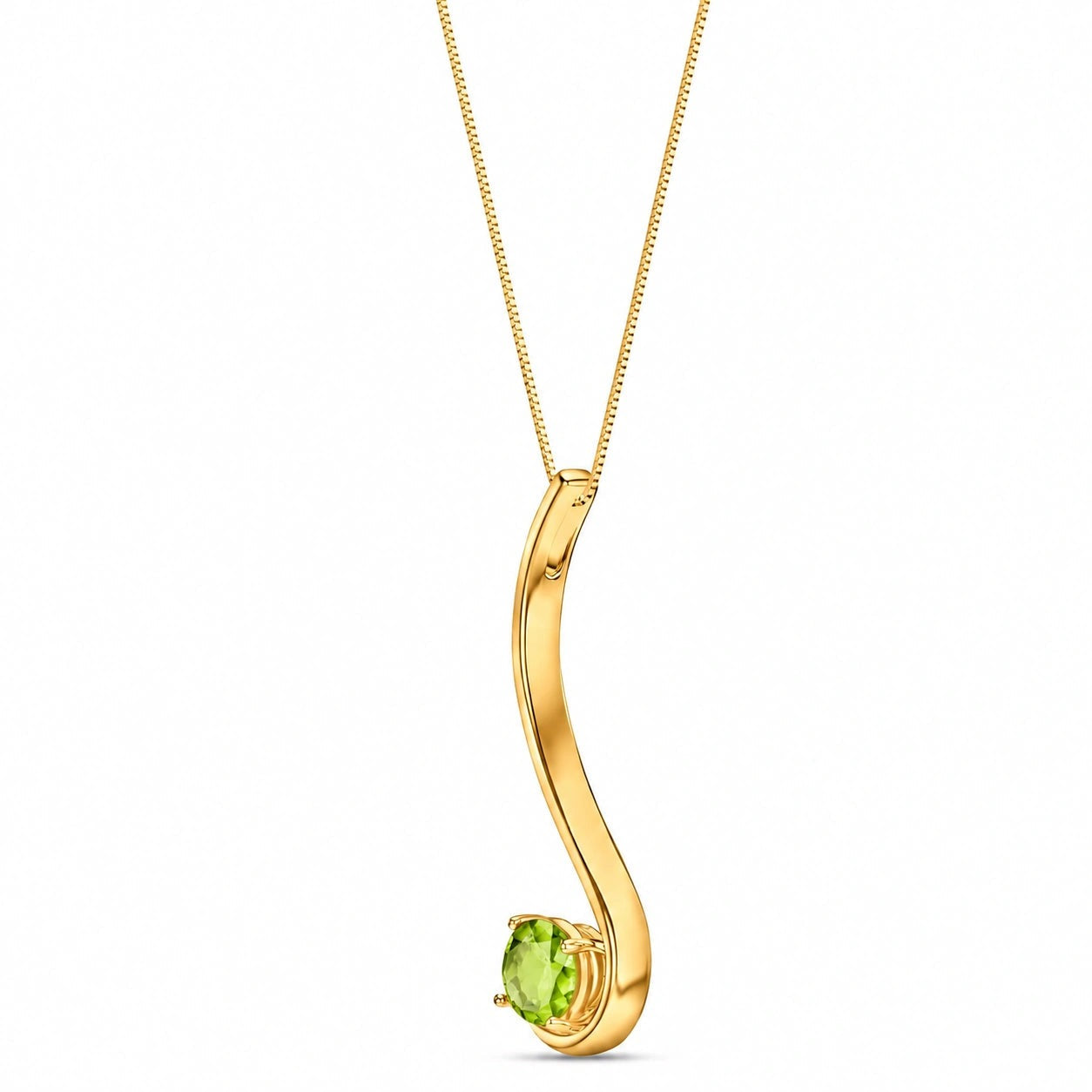 Yellow Gold Aura Necklace Peridot 10K — Clementina
