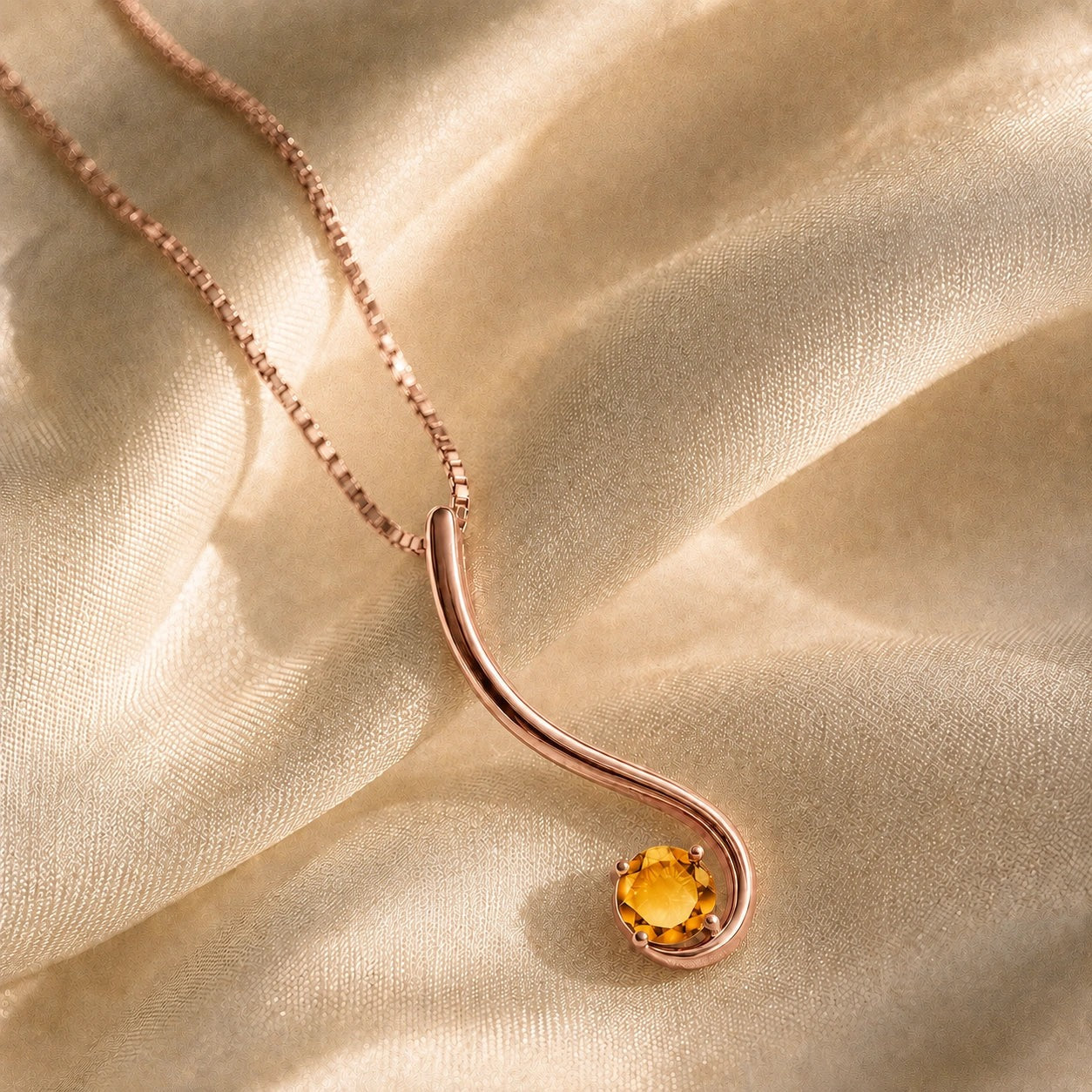 Rose Gold Aura Necklace Citrine 10K — Clementina