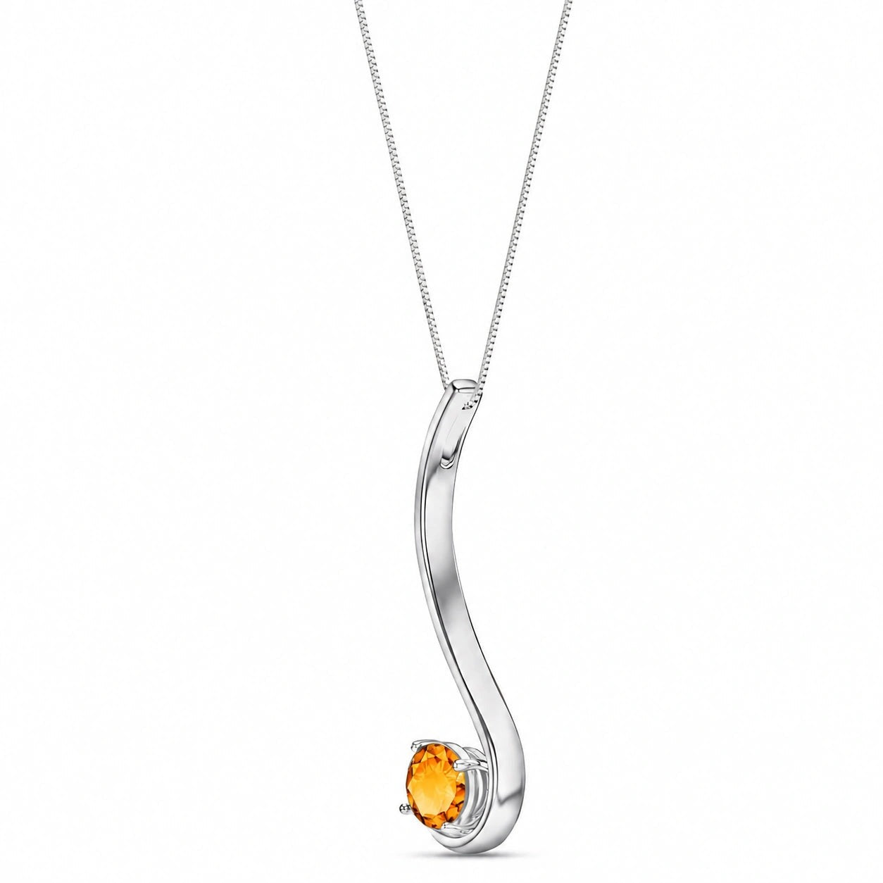 White Gold Aura Necklace Citrine 10K — Clementina