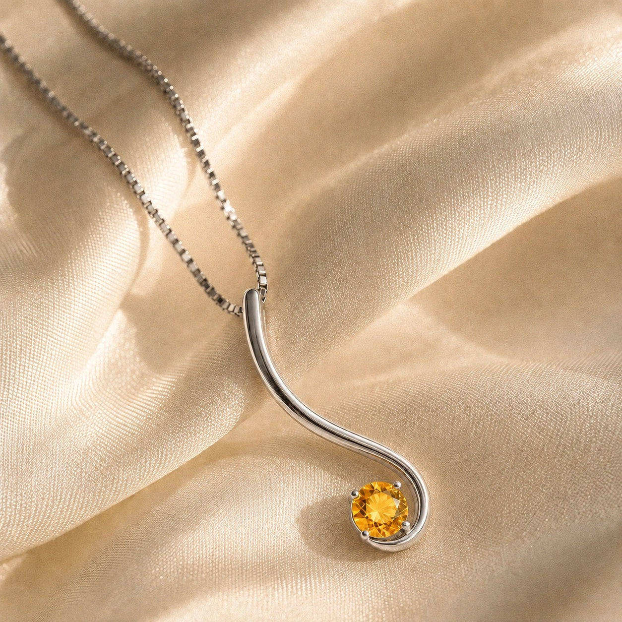 White Gold Aura Necklace Citrine 10K — Clementina