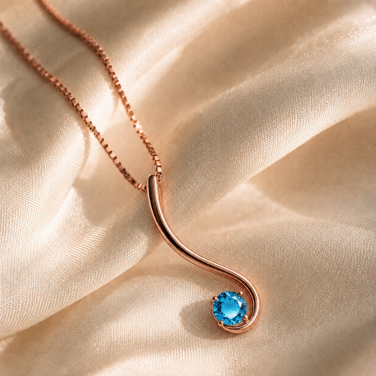 Rose Gold Aura Necklace Pink Topaz 10K — Clementina