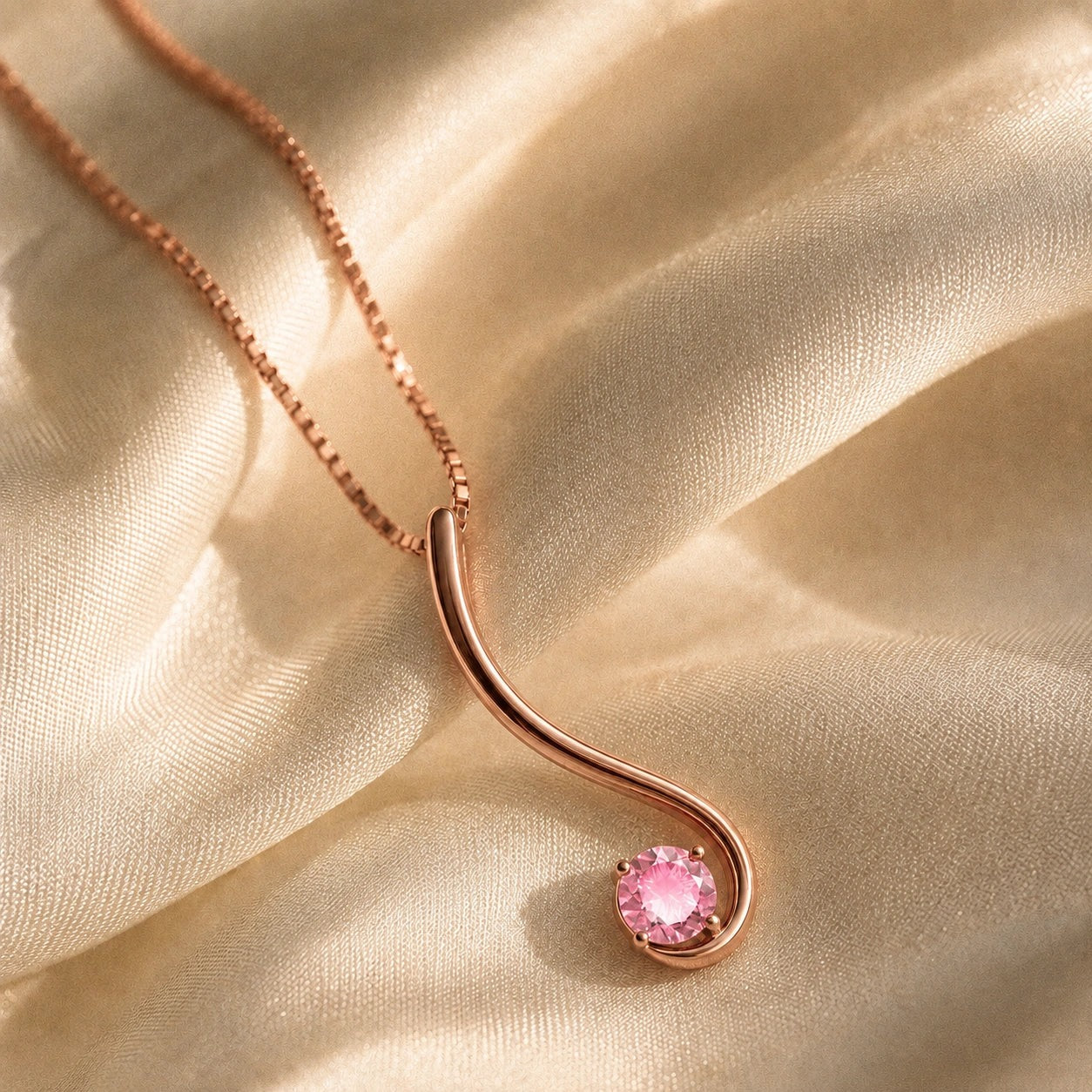 Rose Gold Aura Necklace Pink Topaz 10K — Clementina