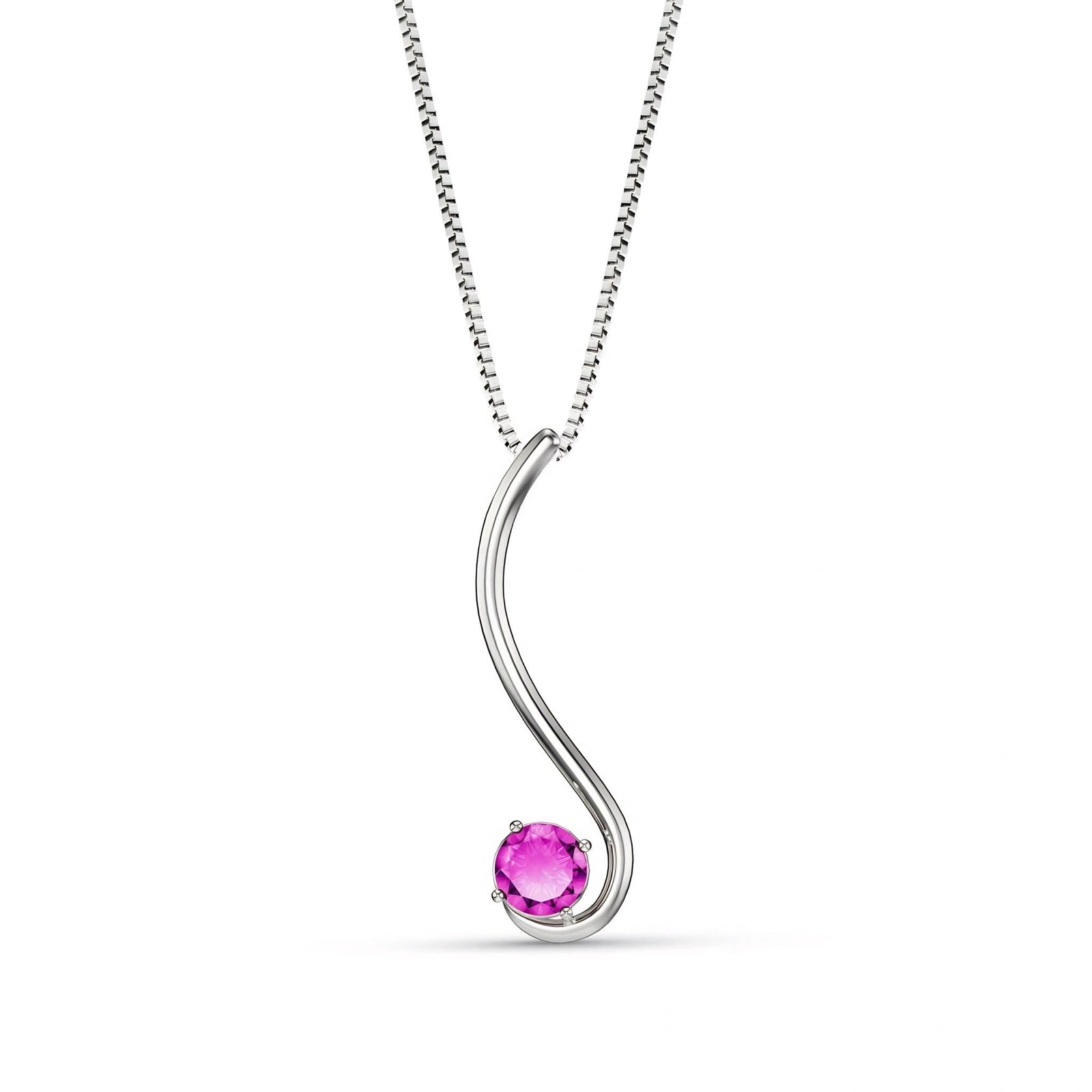 White Gold Aura Necklace Pink Topaz 10K — Clementina