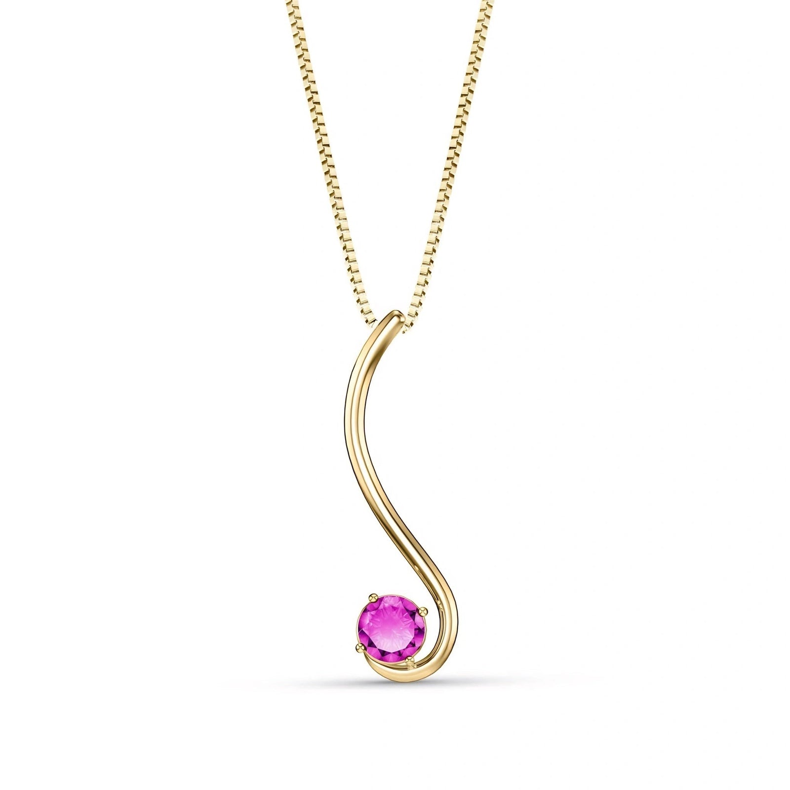 Yellow Gold Aura Necklace Pink Topaz 10K — Clementina