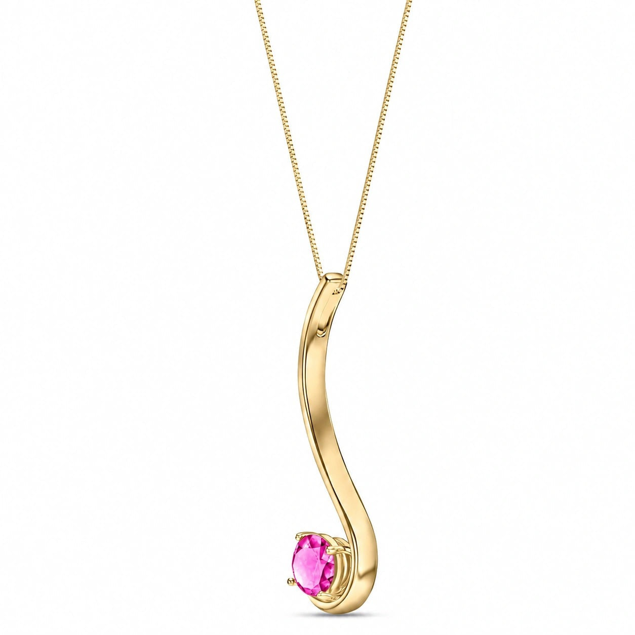 Yellow Gold Aura Necklace Pink Topaz 10K — Clementina