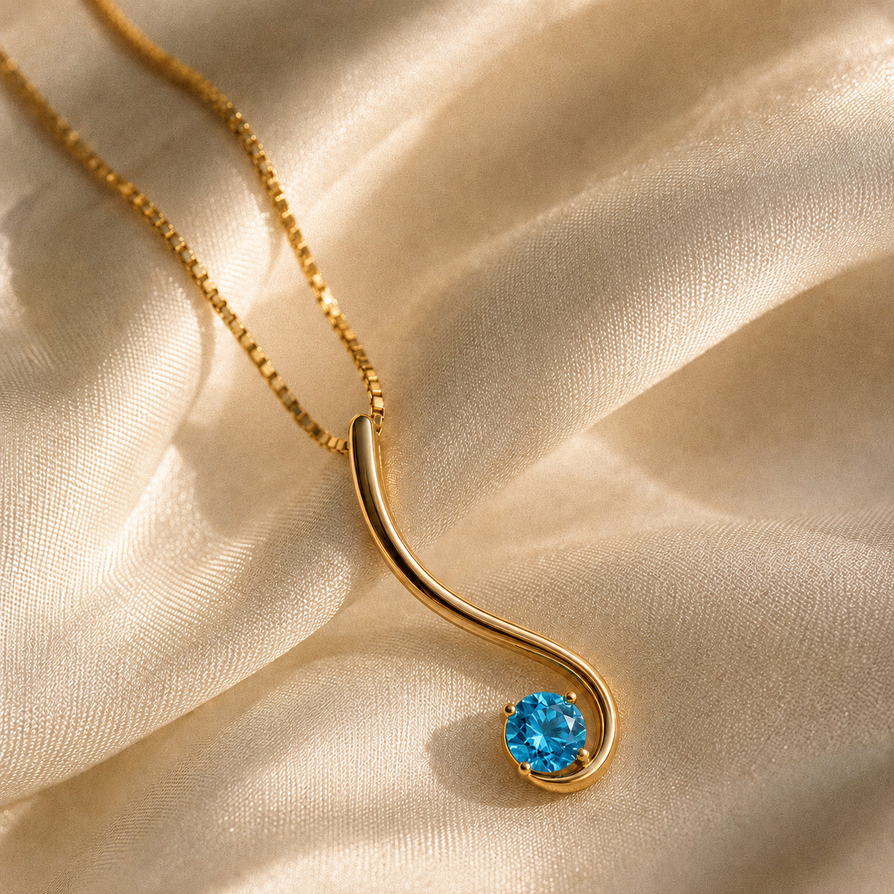 Yellow Gold Aura Necklace Pink Topaz 10K — Clementina