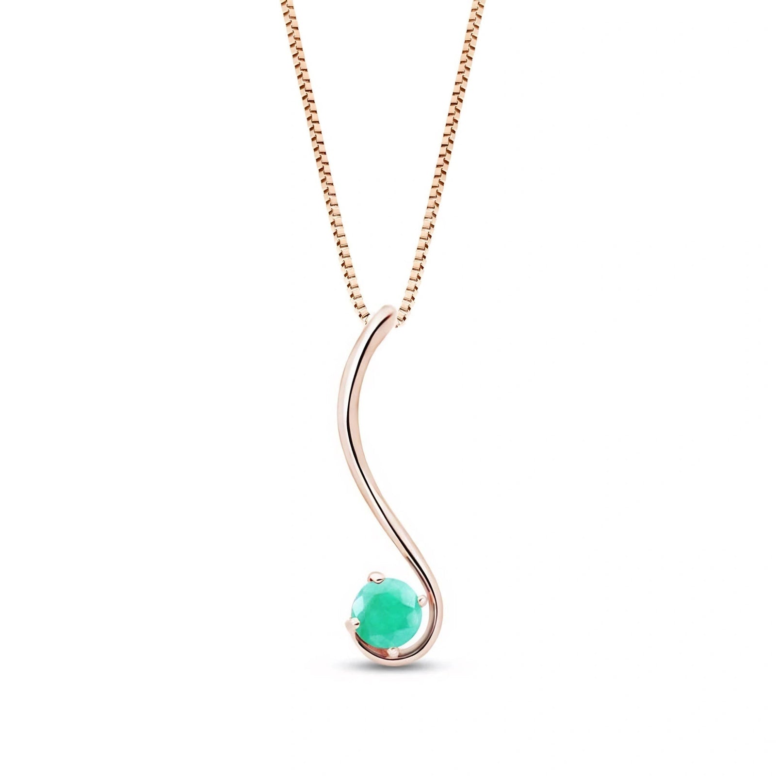 Rose Gold Aura Necklace Emerald 10K — Clementina