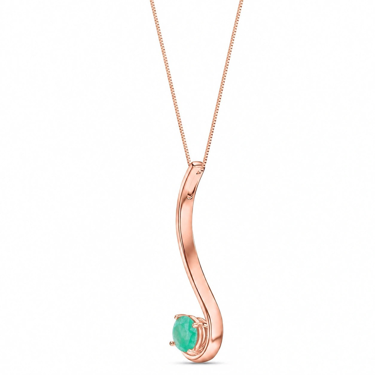 Rose Gold Aura Necklace Emerald 10K — Clementina