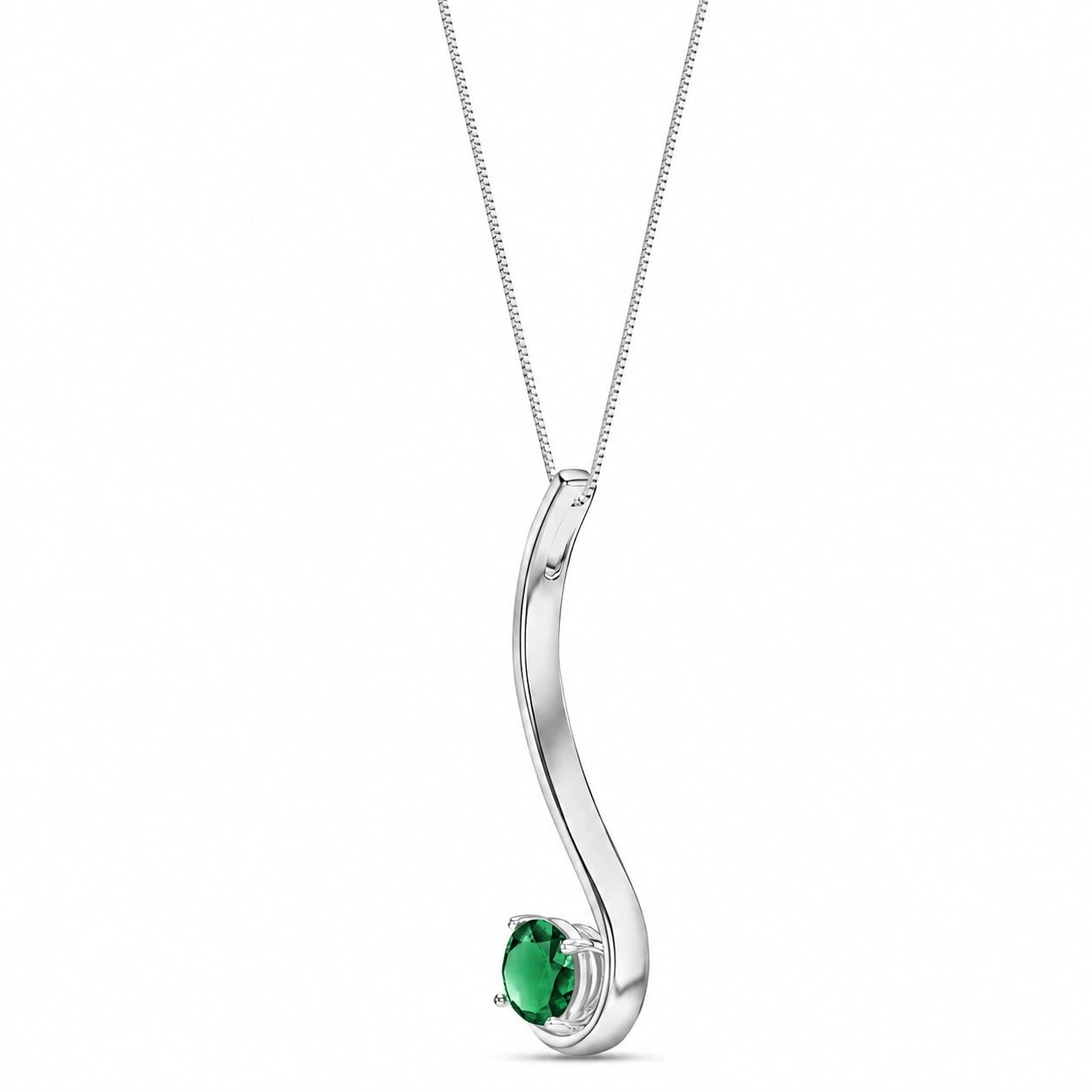 White Gold Aura Necklace Emerald 10K — Clementina