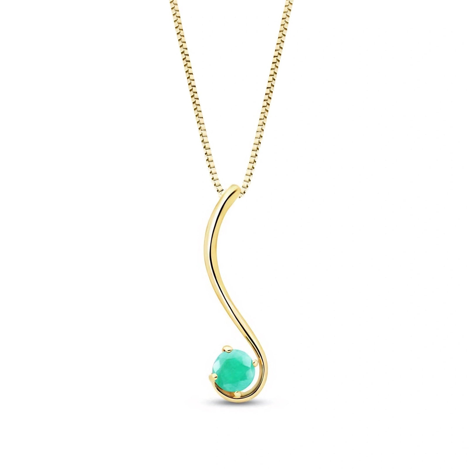 Yellow Gold Aura Necklace Emerald 10K — Clementina