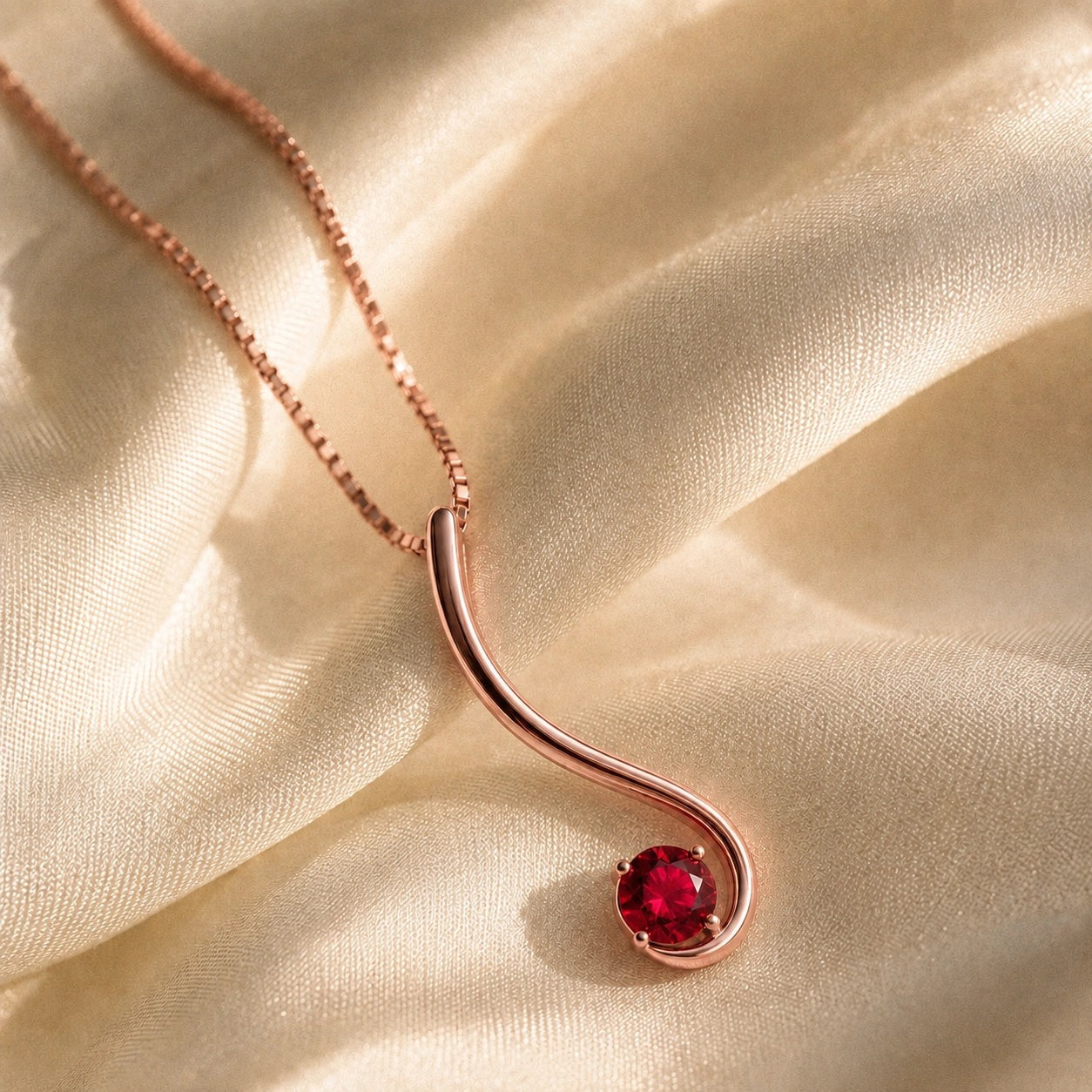 Rose Gold Aura Necklace Ruby 10K — Clementina