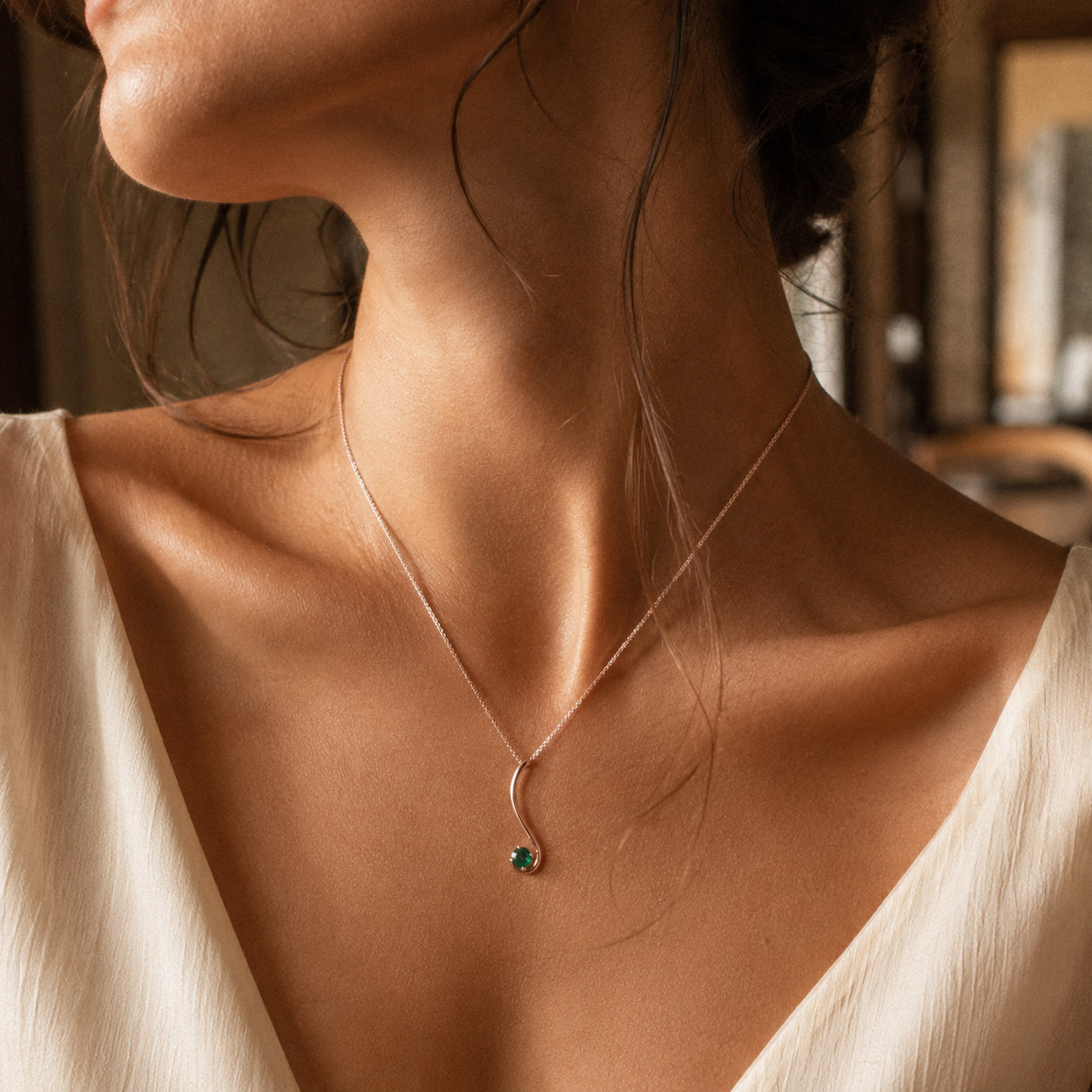 Rose Gold Aura Necklace Ruby 10K — Clementina