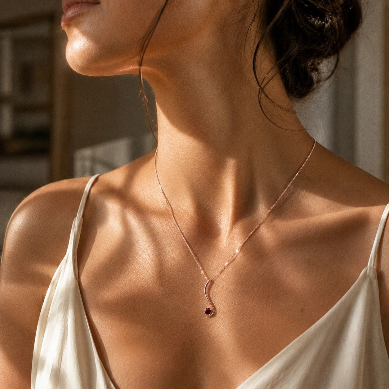 Rose Gold Aura Necklace Ruby 10K — Clementina