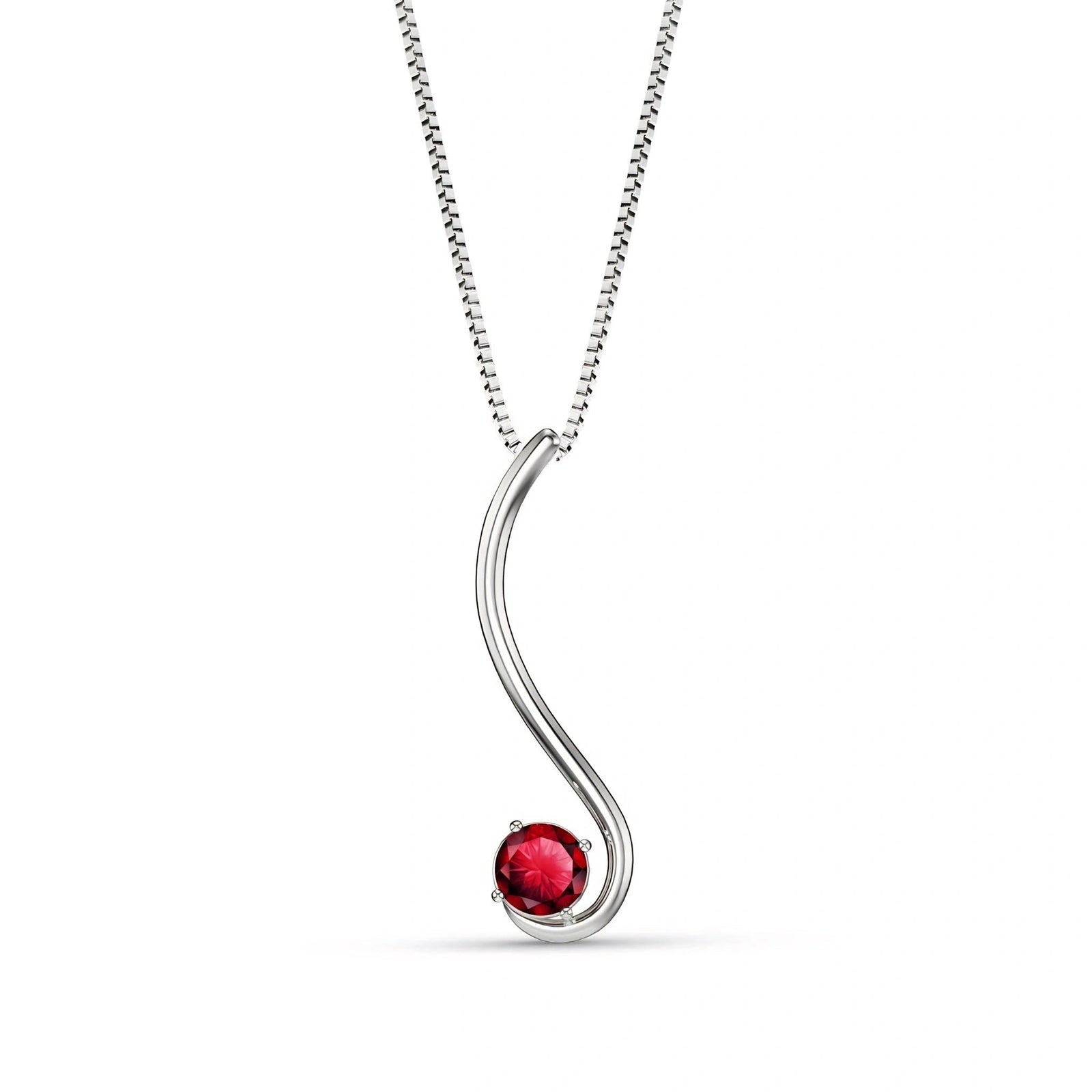 White Gold Aura Necklace Ruby 10K — Clementina