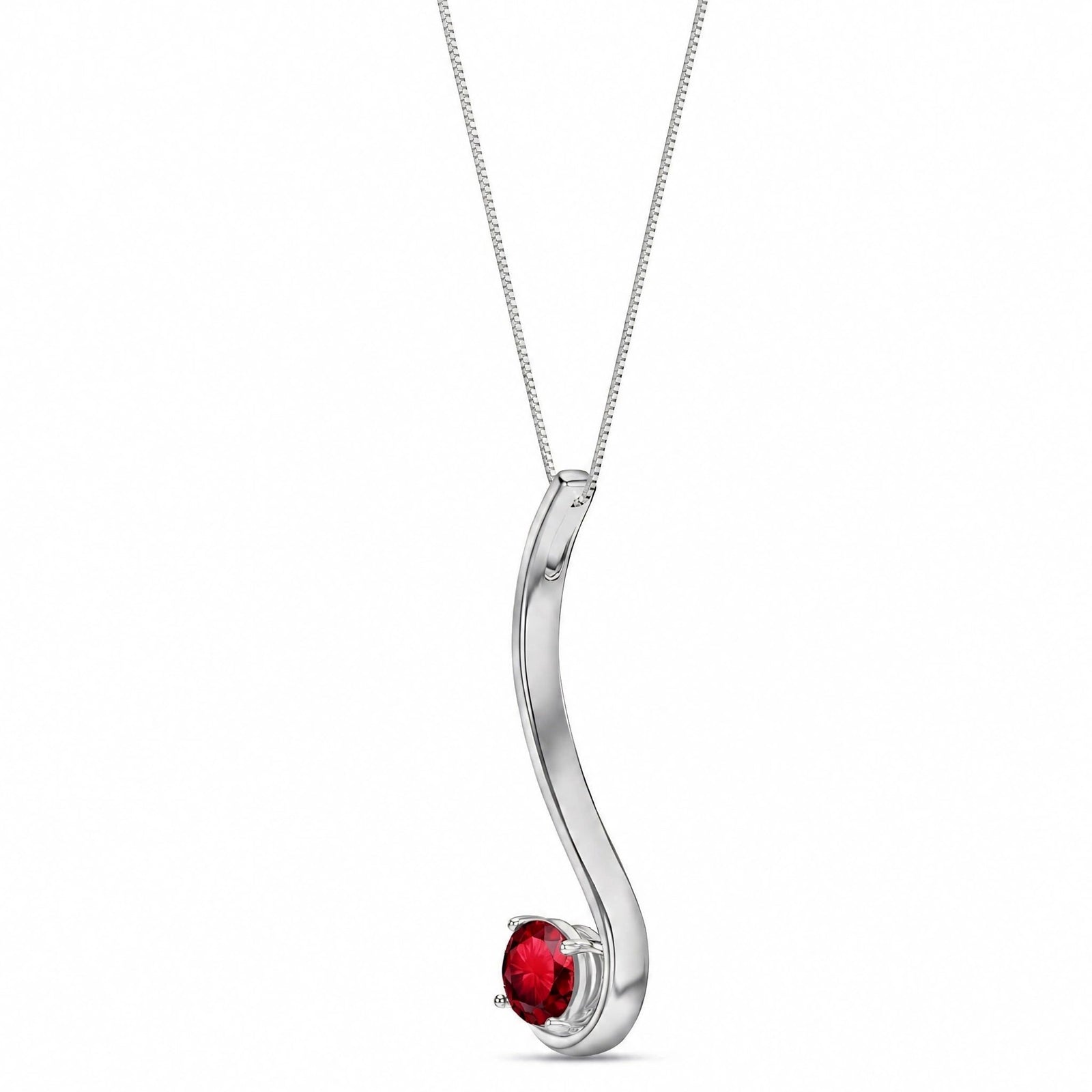 White Gold Aura Necklace Ruby 10K — Clementina