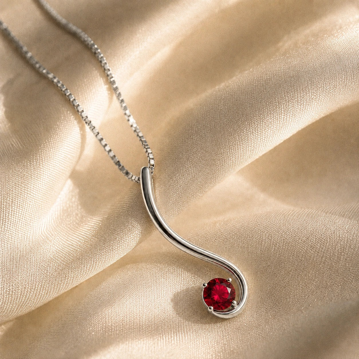White Gold Aura Necklace Ruby 10K — Clementina