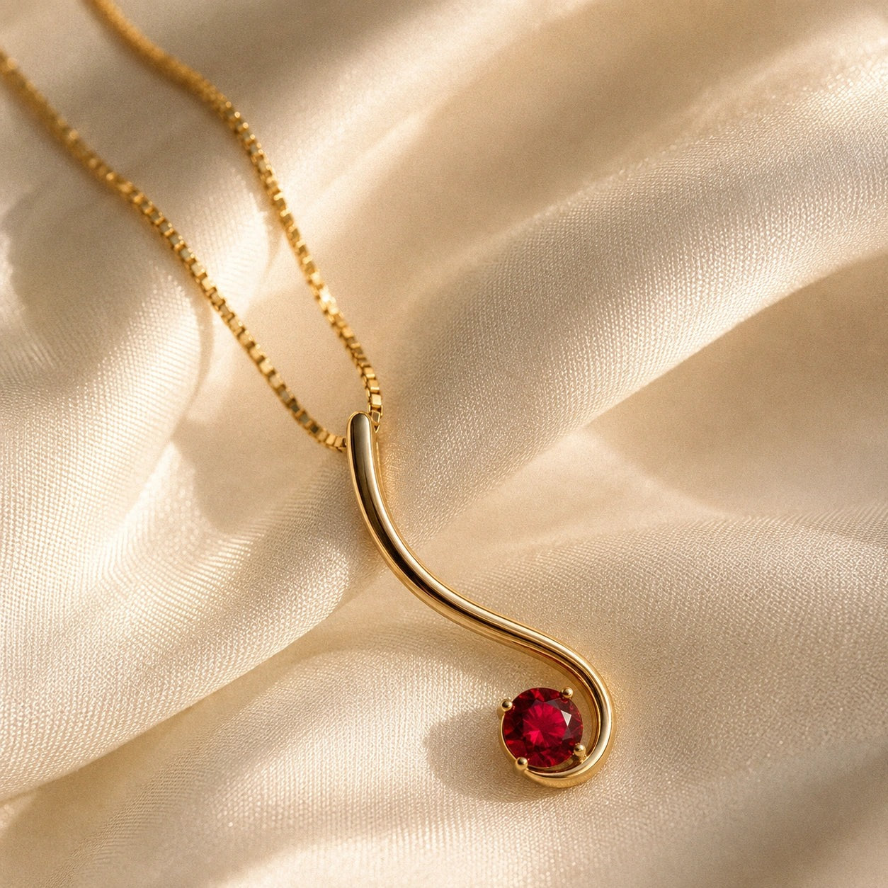 Yellow Gold Aura Necklace Ruby 10K — Clementina