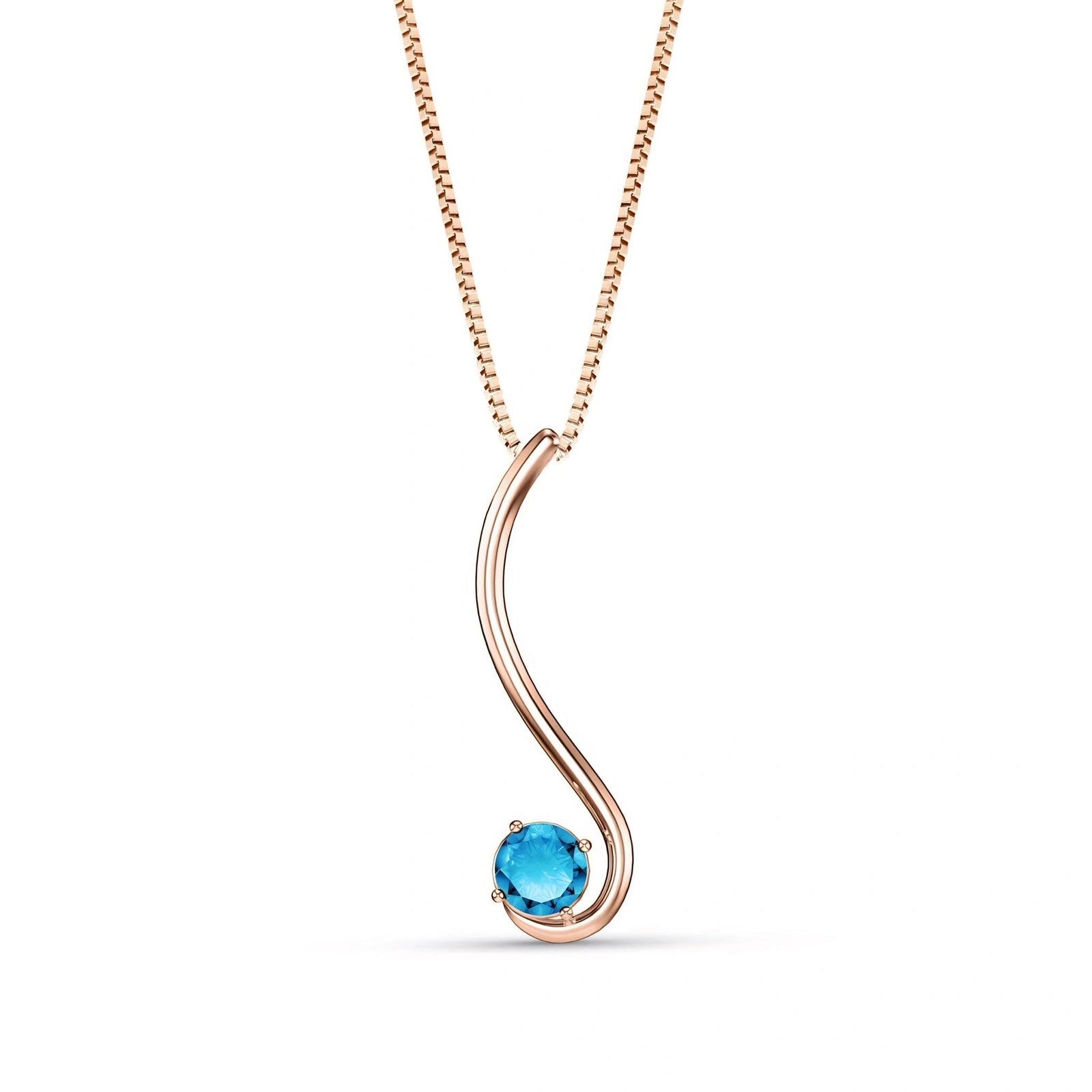 Rose Gold Aura Necklace Blue Topaz 10K — Clementina