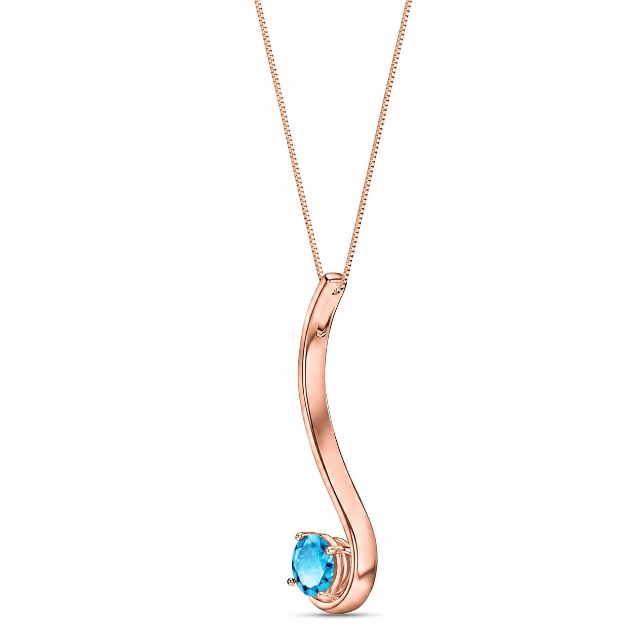 Rose Gold Aura Necklace Blue Topaz 10K — Clementina