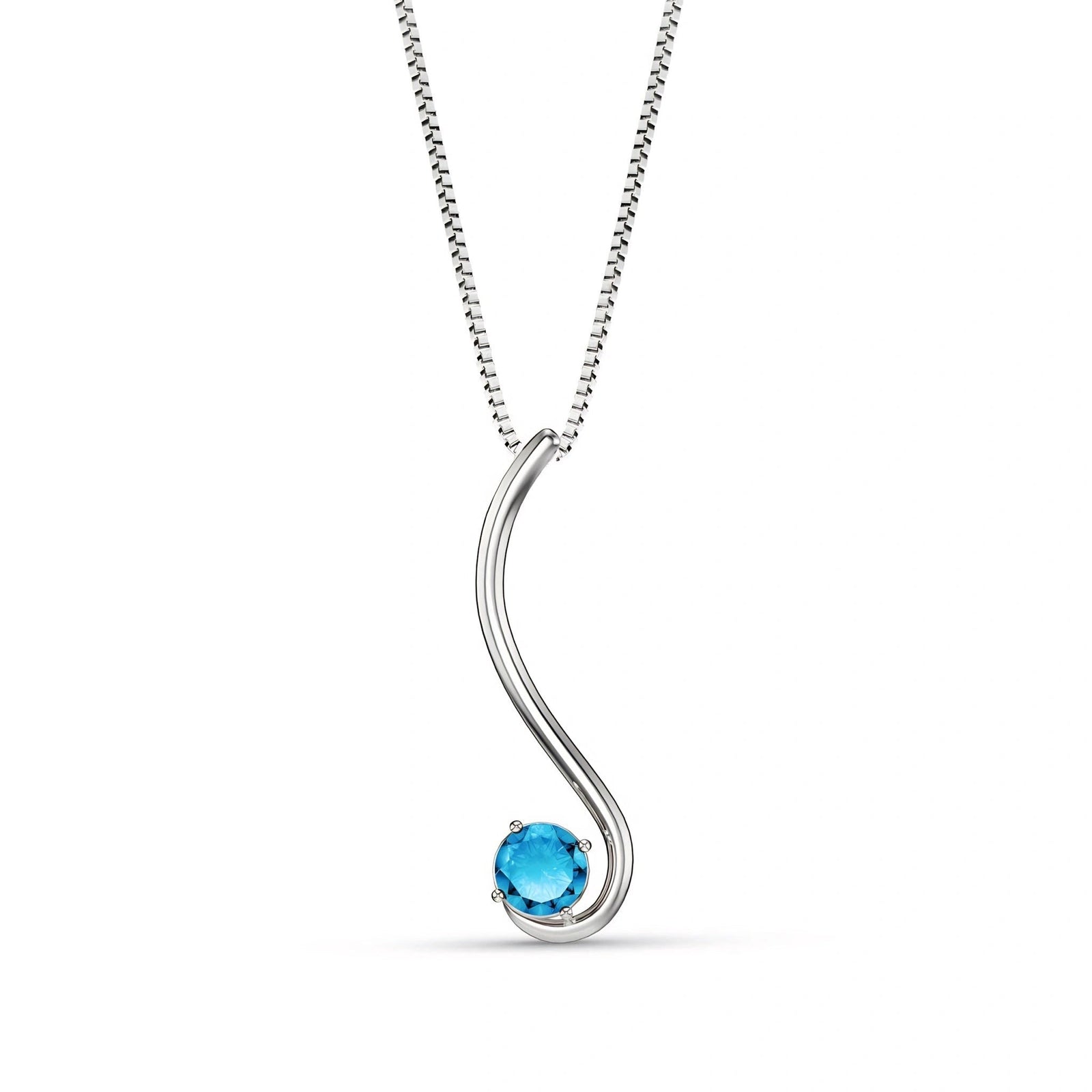 White Gold Aura Necklace Blue Topaz 10K — Clementina