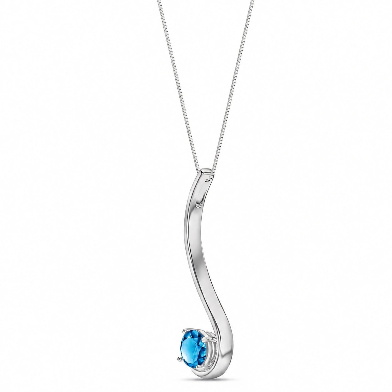 White Gold Aura Necklace Blue Topaz 10K — Clementina