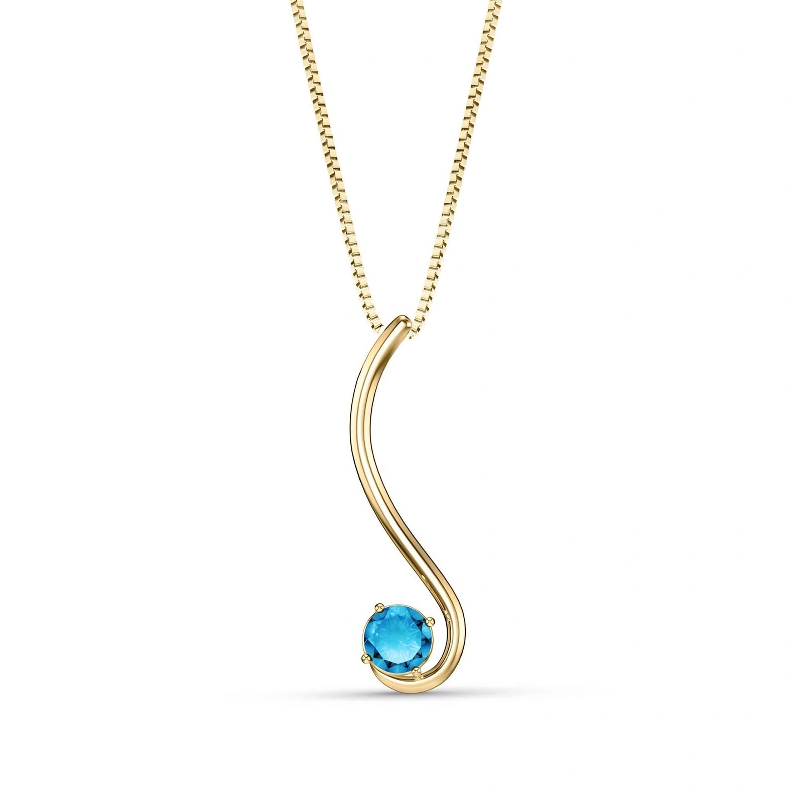 Yellow Gold Aura Necklace Blue Topaz 10K — Clementina