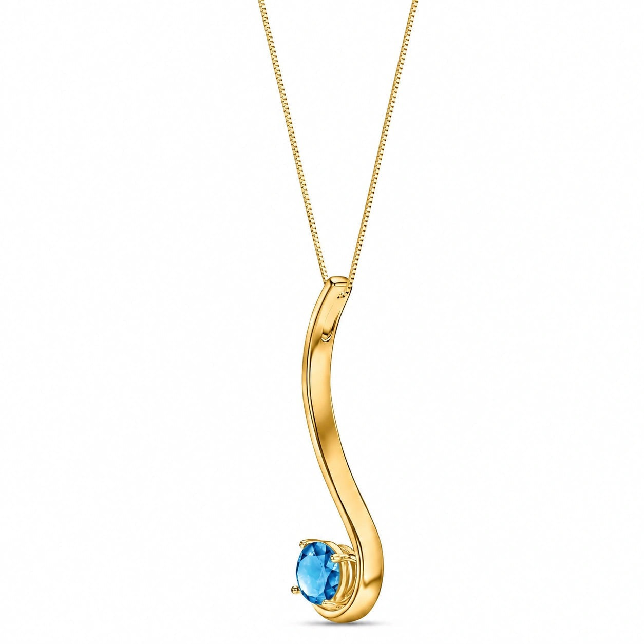 Yellow Gold Aura Necklace Blue Topaz 10K — Clementina