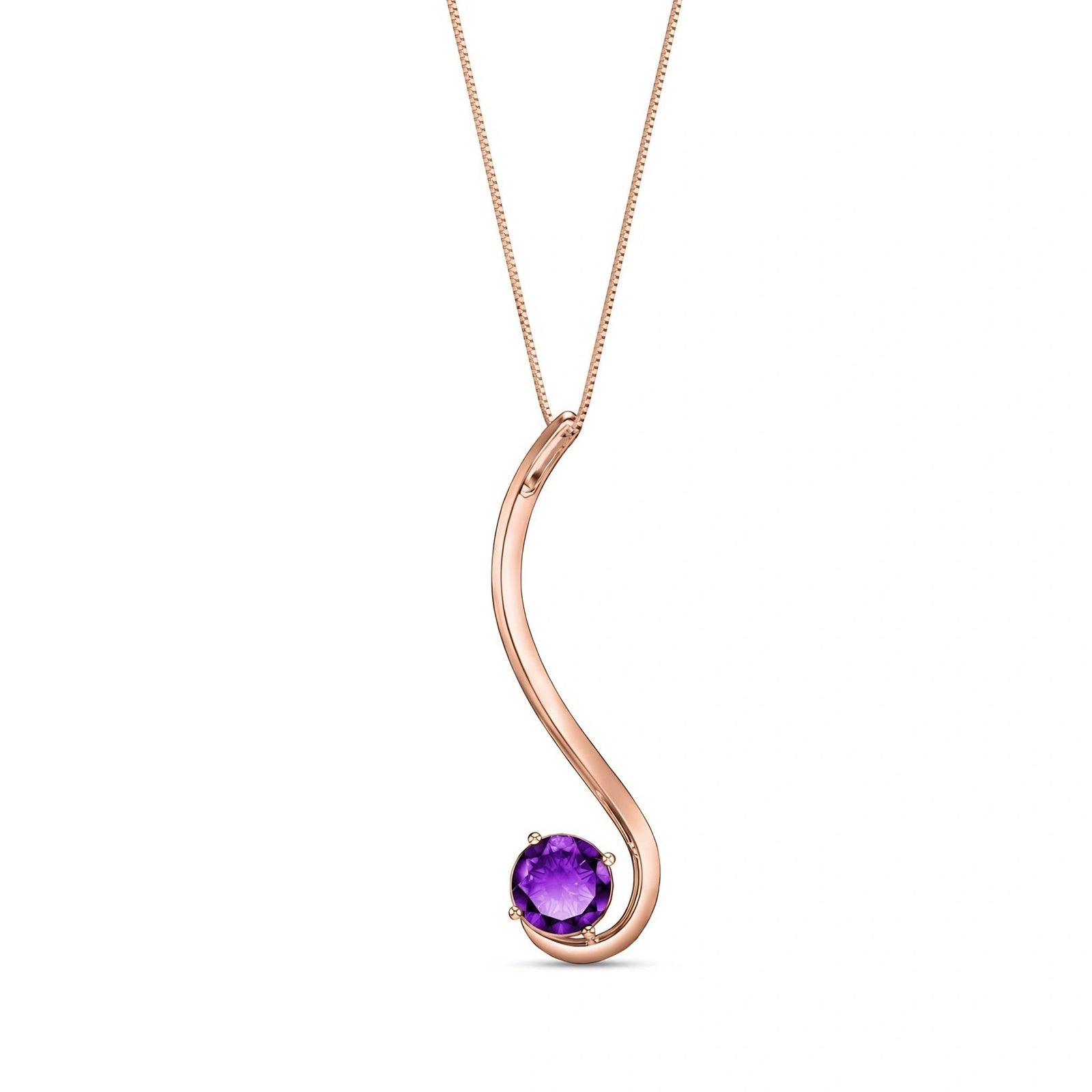 Rose Gold Aura Necklace Amethyst 10K — Clementina